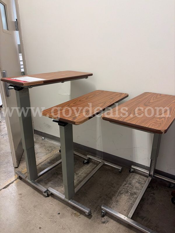Lot of 3 Overbed Adjustable Tables with Wheels