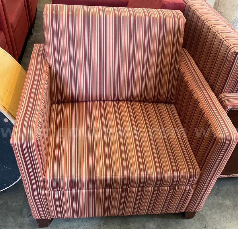 Red Striped Cushioned Chair