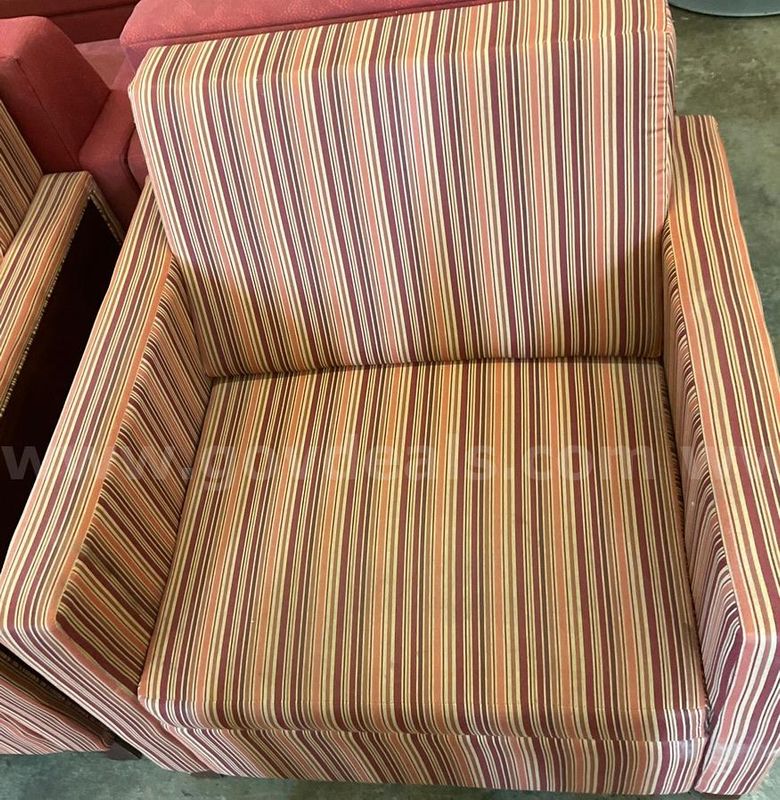 Red Striped Cushioned Chair