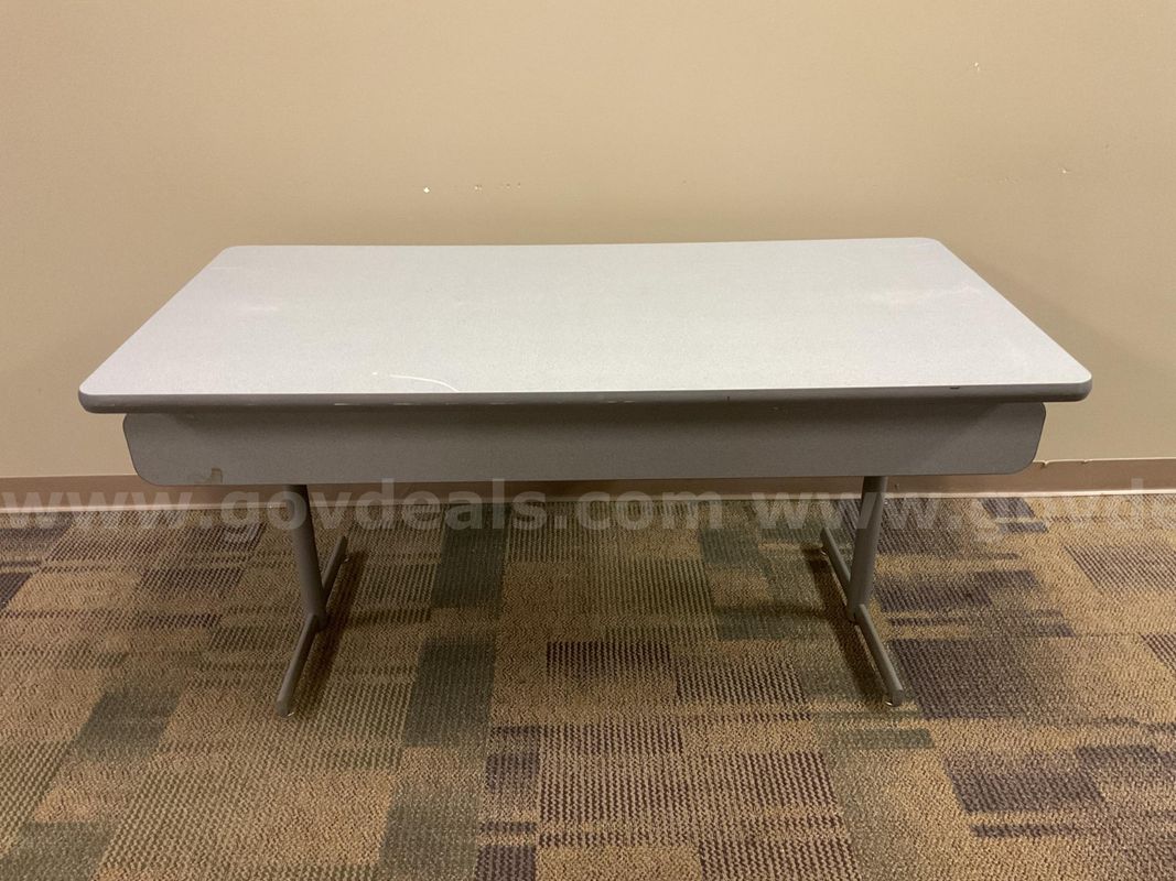 Grey Table with Foldable Partition
