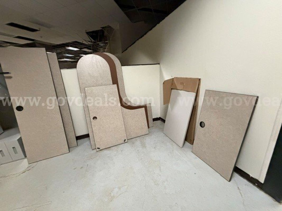 Lot of Eight (8) Office Desk Tops and One (1) Long Countertop