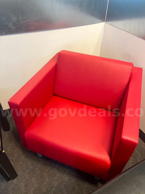 Modern red leather armchair