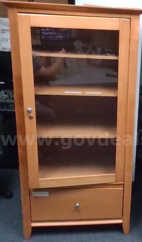 Four Shelf Wooden Audio Visual Storage Cabinet with Drawer