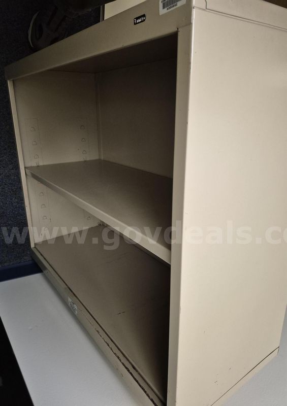 Book Shelf, Metal, Two Level Compartment, Beige Cabinet, Lot of 2