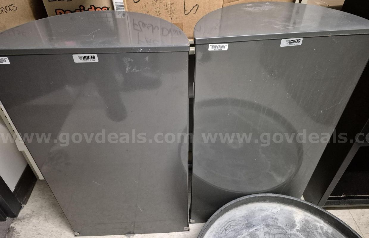 Moon-shaped Waste, Garbage, Trash Can Bins, Grey, Lot of 2