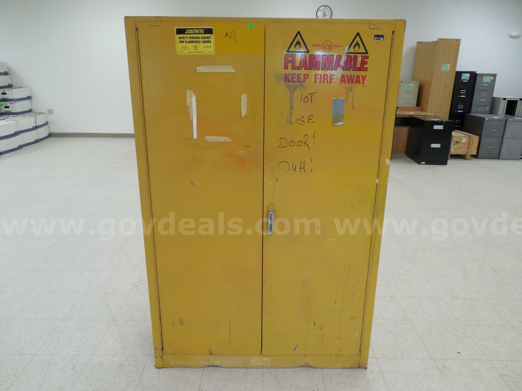 Two drawer metal cabinet