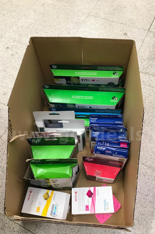 (12) HP Ink Cartridges, (1) HP Photo Ink Cartridges, (5) Brothers inc Cartridges, (2) Xerox Ink Cartridges,