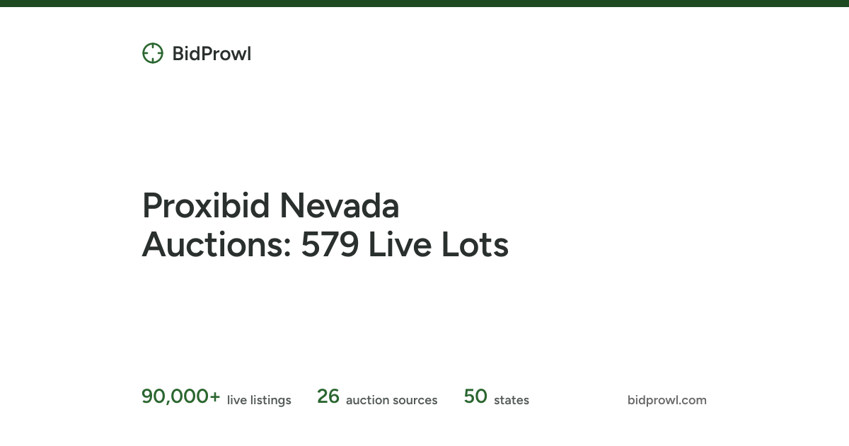 Proxibid Nevada Auctions: 579 Live Lots | BidProwl